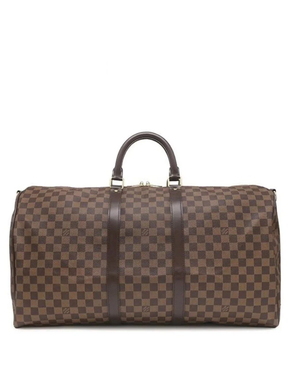 Louis Vuitton Boston Bag Keepall Bandouliere 55 Damier Canvas Ebene Gold Brown